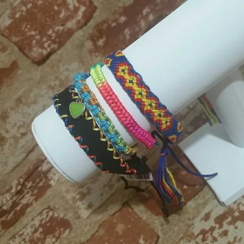 Friendship Bracelets Set of 4 rainbow blue NEW